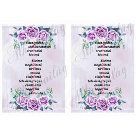 ANYA SZERETLEK felirat lila rózsákkal 2db