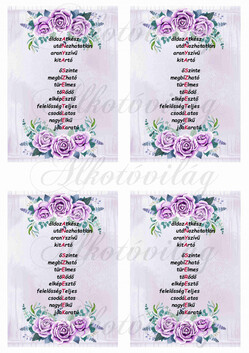 ANYA SZERETLEK felirat lila rózsákkal 4db