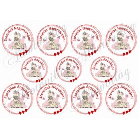 Anyák napi szíves körök zsiráfokkal VEGYES FELIRATOKKAL