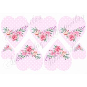 Rózsaszín pöttyös szív rózsával