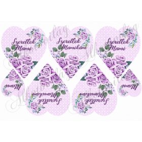 SZERETLEK MAMI ÉS MAMIKÁM lila rózsás szívben