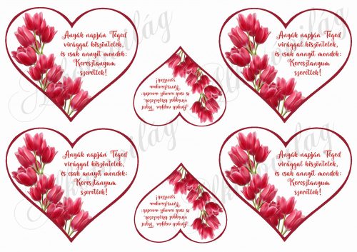 Szívek tulipánokkal + idézettel anyáknapjára- KERESZTANYUM szeretlek