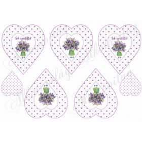   Lila apró szív mintás szívek Sok szeretettel felirattal levendula virágos kislánnyal