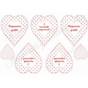   Piros apró szív mintás szívek Nagymamám szeretlek felirattal