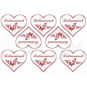   Szívek Dédimamámnak felirattal - piros virágos motívummal