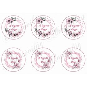   A legjobb Nagyi, a legjobb Dédi feliratú koszorúk kismadárral mályvás színekben