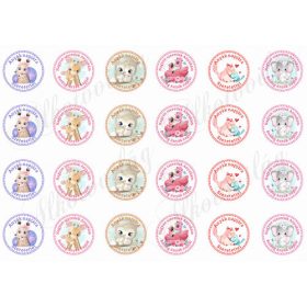   Anyák napi kicsi körök - 4 cm - feliratokkal, cuki állatkákkal