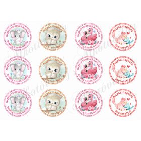  Anyák napi körök - 6 cm - feliratokkal, cuki állatkákkal
