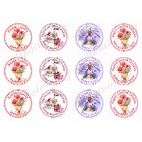 Anyák napi körök - 6 cm - feliratokkal, virágokkal