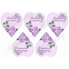 DÉDINEK SZERETETTEL feliratú lila rózsás szívek