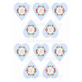   Pöttyös szívek pipacsos virágkoszorúval- Anyák napjára szeretettel felirattal - KICSIBEN