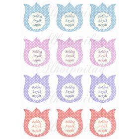 Pöttyös tulipánok BOLDOG ANYÁK NAPJÁT felirattal