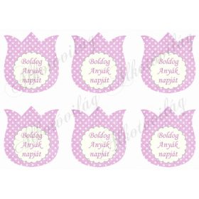   Rózsaszín pöttyös nagy tulipánok BOLDOG ANYÁK NAPJÁT felirattal