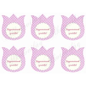   Rózsaszín pöttyös tulipánok NAGYMAMÁMNAK SZERETETTEL felirattal