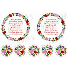   15 cm átmérőjű kalocsai keret ANYÁK NAPI idézettel+ 5 cm átmérőjű körök kalocsai mintával