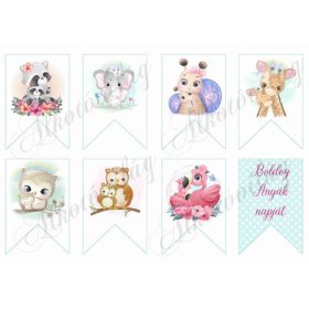   Bannerek cuki állatkákkal és BOLDOG ANYÁK NAPJÁT FELIRATTAL - 9 x 6,5 cm