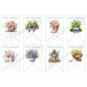   Csodálatos virágkompozíciók bannereken - BOLDOG ANYÁK NAPJÁT felirattal- 9 x 6,5 cm