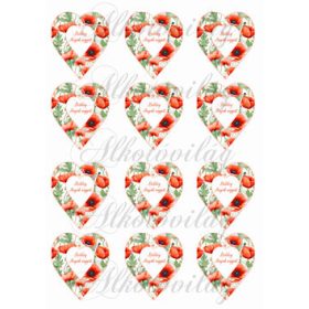   Csodás pipacsos szívek BOLDOG ANYÁK NAPJÁT felirattal - 6,5 cm