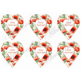   Csodás pipacsos szívek BOLDOG ANYÁK NAPJÁT felirattal - 9 cm