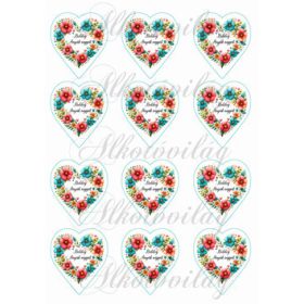   Csodás szívek virágokból - BOLDOG ANYÁK NAPJÁT felirattal -6,5 cm