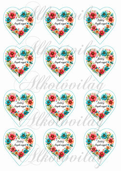 Csodás szívek virágokból - BOLDOG ANYÁK NAPJÁT felirattal -6,5 cm