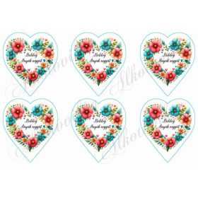   Csodás szívek virágokból - BOLDOG ANYÁK NAPJÁT felirattal -9 cm