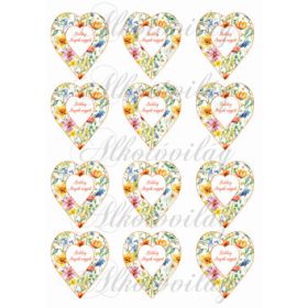   Csodás tavaszi virágos szívek BOLDOG ANYÁK NAPJÁT felirattal - 6,5 cm