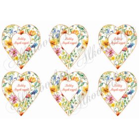   Csodás tavaszi virágos szívek BOLDOG ANYÁK NAPJÁT felirattal - 9 cm