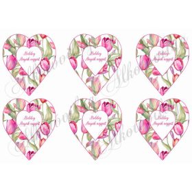   Csodás tulipános szívek BOLDOG ANYÁK NAPJÁT felirattal - 9 cm