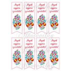   Könyvjelzők kalocsai mintával - ANYÁK NAPJÁRA SZERETETTEL felirattal 142 x 44 mm