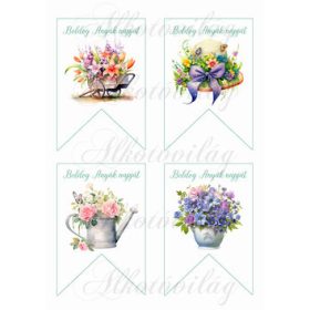   Csodálatos virágkompozíciók bannereken - BOLDOG ANYÁK NAPJÁT felirattal- 8,5 x 12,5 cm