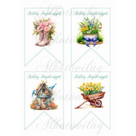   Csodálatos virágkompozíciók bannereken 2 - BOLDOG ANYÁK NAPJÁT felirattal- 8,5 x 12,5 cm