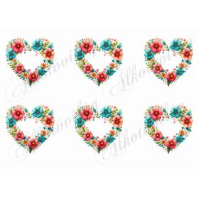   Csodás szívek mentás és pink árnyalatú virágokból -8,5 cm