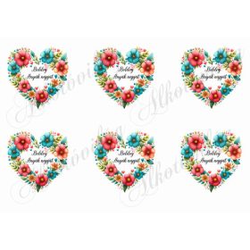   Csodás szívek virágokból keret nélkül - BOLDOG ANYÁK NAPJÁT felirattal -8,5 cm