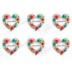   Csodás szívek virágokból keret nélkül - SOK SZERETETTEL felirattal -8,5 cm