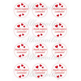 Anyák napjára szeretettel - 5,5 cm-es körök szívekkel