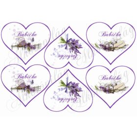   Levendulás és kismadaras szívek SZLOVÁK anyák napi felirattal