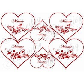   Piros szívek pillangós mintákkal - SZLOVÁK nyelvű anyák napi felirattal - MAME