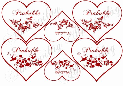 Piros szívek pillangós mintákkal - SZLOVÁK nyelvű anyák napi felirattal - PRABABKE