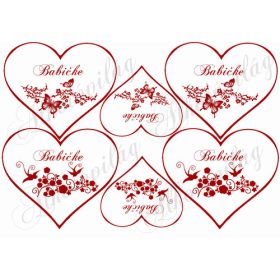   Piros szívek pillangós mintákkal - SZLOVÁK nyelvű anyák napi felirattal