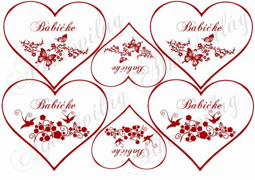 Piros szívek pillangós mintákkal - SZLOVÁK nyelvű anyák napi felirattal