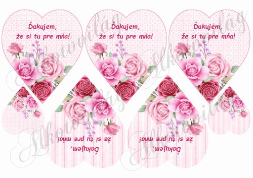 Rózsás szívek SZLOVÁK felirattal anyák napjára