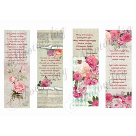   Vintage könyvjelzők rózsákkal - ANYÁK NAPI IDÉZETEKKEL 2 - 17 X 5,5 cm