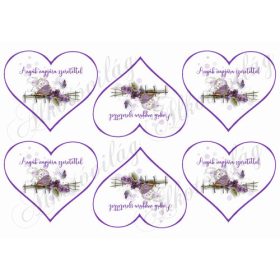   Szívek kismadarakkal levendulával 10 x 8,5 cm - ANYÁK NAPJÁRA SZERETETTEL felirattal