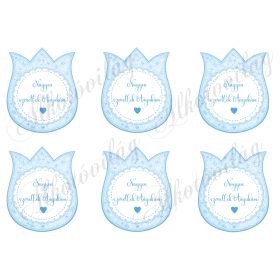   9 cm magas pasztell kék tulipánok - NAGYON SZERETLEK ANYUKÁM - felirattal