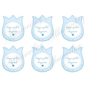   9 cm magas pasztell kék tulipánok - NAGYON SZERETLEK NAGYMAMÁM - felirattal