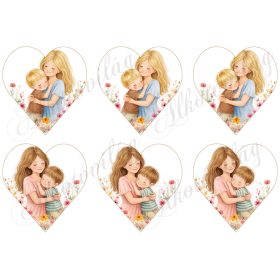   9 cm magas szívek anyukával és kisfiával - ANYÁK NAPJÁRA