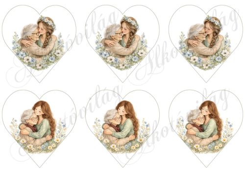 9 cm magas szívek nagymamával - ANYÁK NAPJÁRA