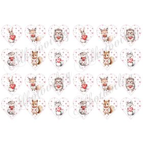   4,5 cm magas szívek apró szívecskékkel és Valentin napi - Anyák napi szívet tartó állatkákkal