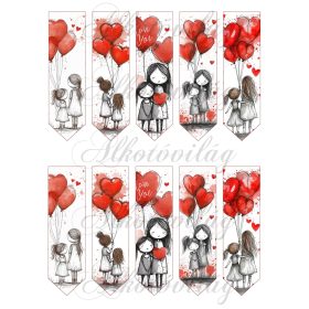   Könyvjelzők anyák napi mintákkal, szíves lufikkal - 12 x 3,5 cm